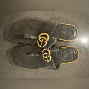 Black Slides with Gold Logo